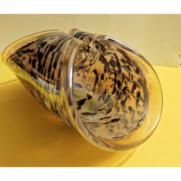 Murano Hand Blown Folded Glass Centerpiece Bowl 9 1/2" x  5 1/2" - Picture 1 of 12